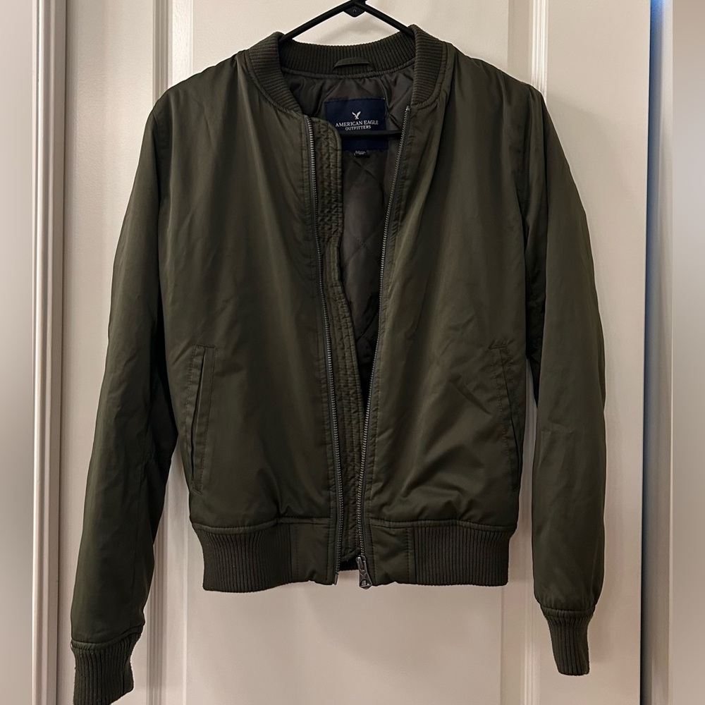 American Eagle Olive Green Bomber Jacket